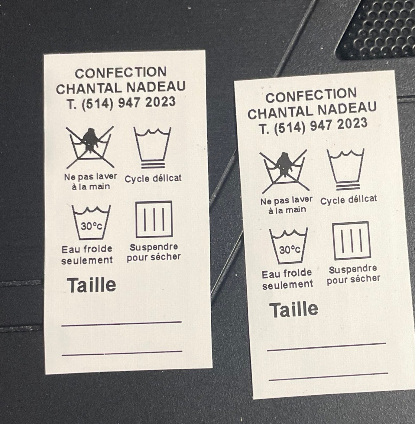 Étiquettes techniques d'instructions d'entretien